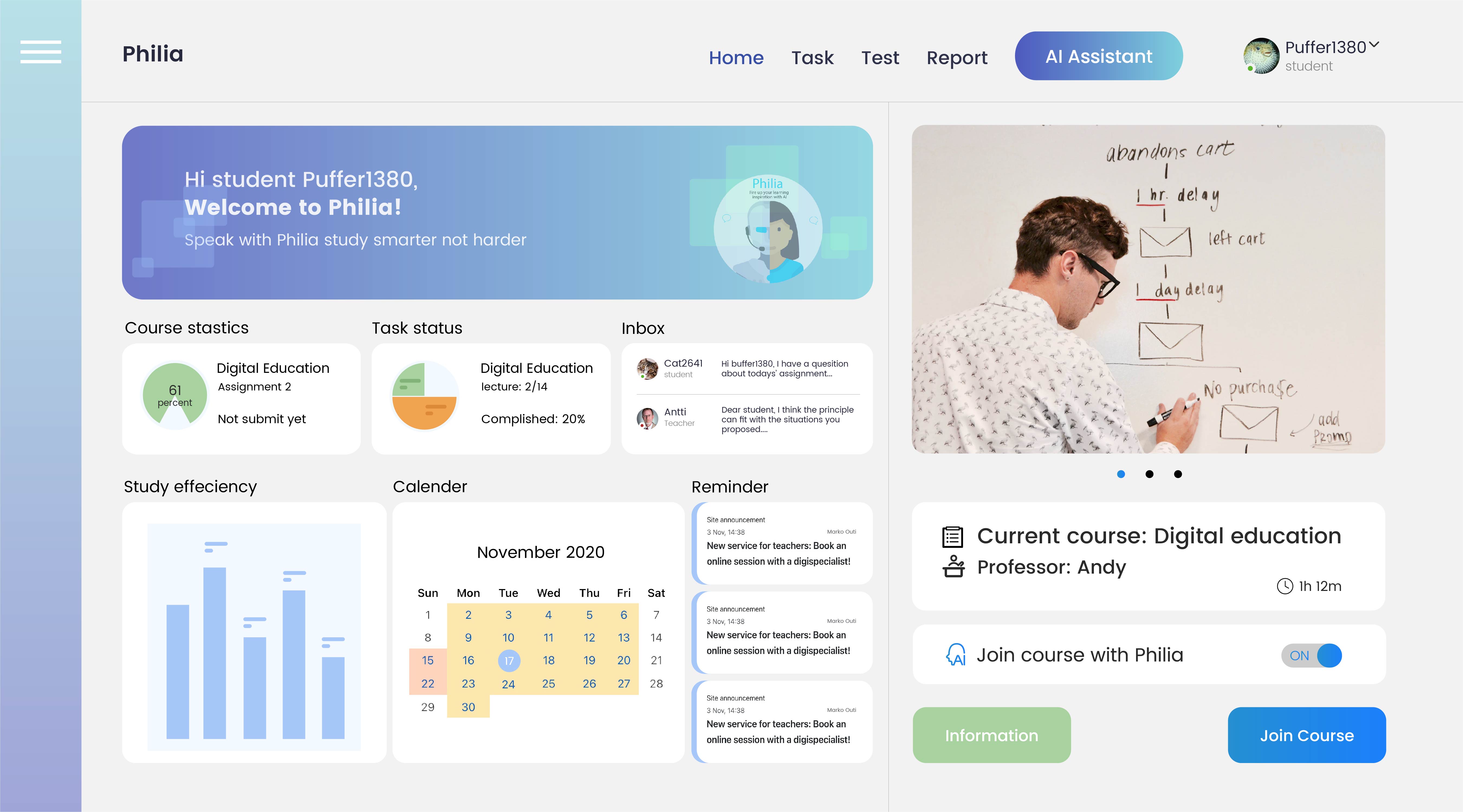 The user interface of Philia