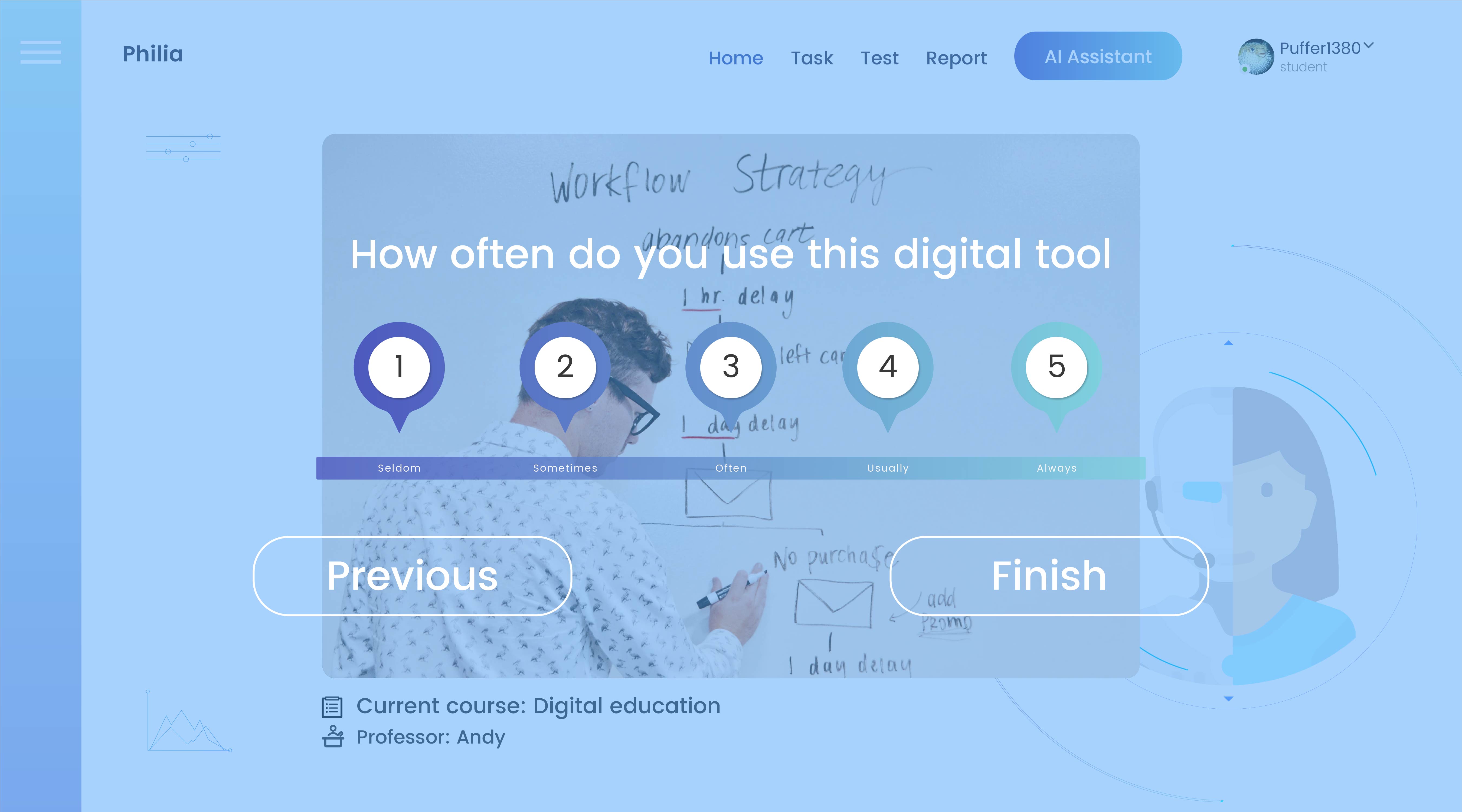 The user interface of Philia (The use-frequency of digital tool)